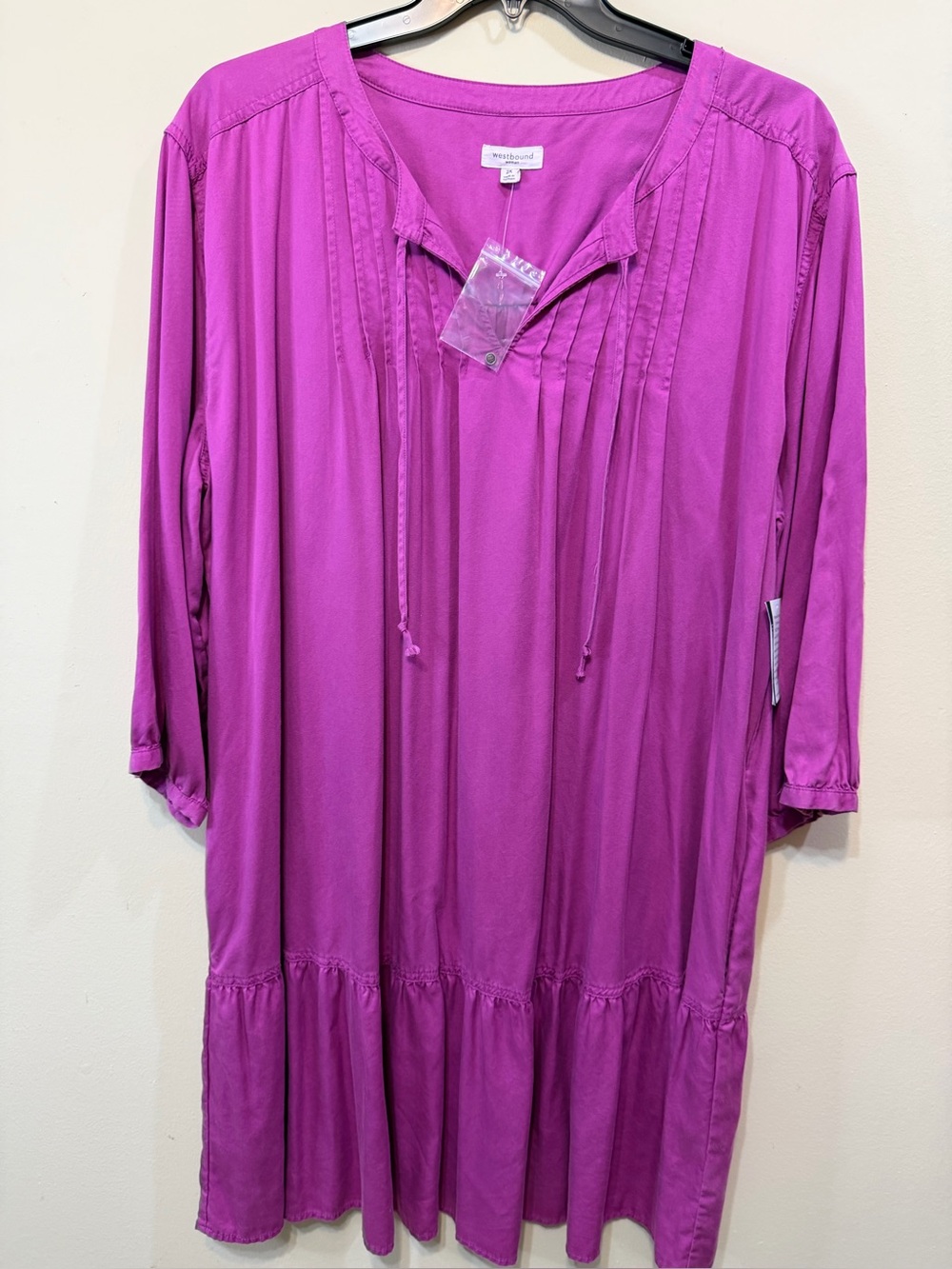 Westbound Fuchsia Pintuck Peasant dress